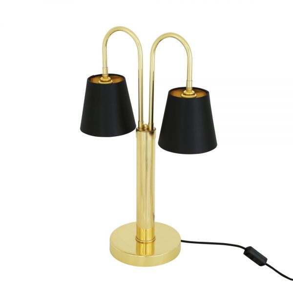 Uppsala Two-Arm Brass Table Lamp with Fabric Shades